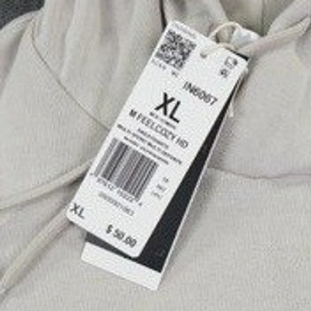Adidas Hoodie Mens XL Beige M FEELCOZY HD Pullover Logo Fleece New